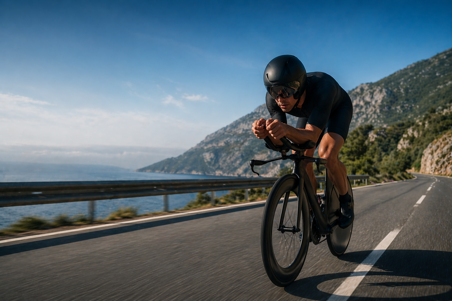 cyclist on a triathlon bike